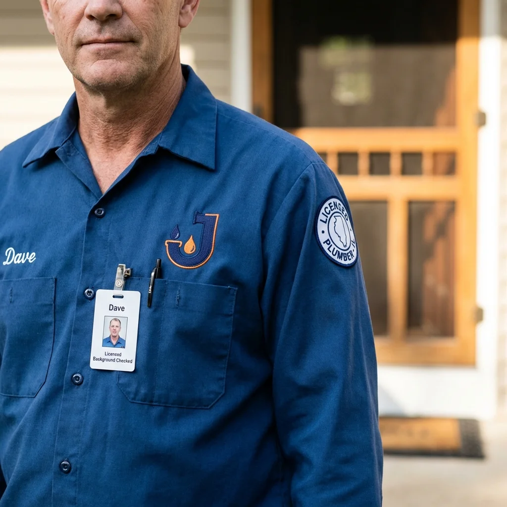 Licensed plumber showing ID badge in Wildwood, NJ