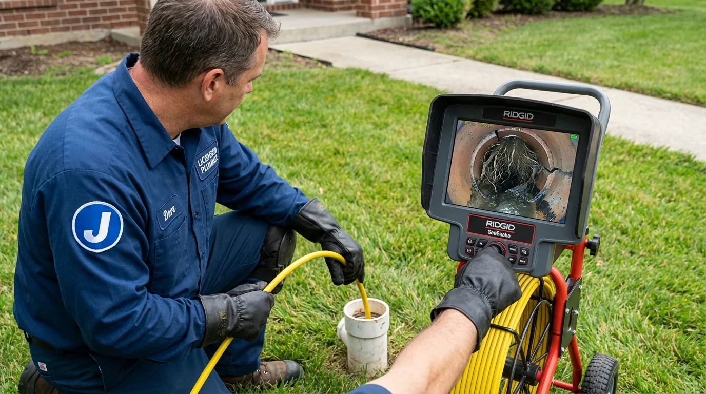 Sewer camera inspection being performed by Johns Plumbing LLC in Wildwood