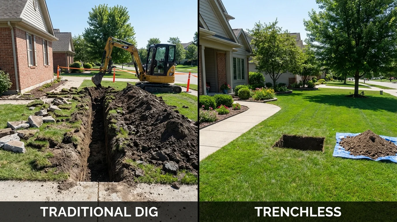 Trenchless sewer repair with minimal yard damage versus traditional excavation in Wildwood, NJ